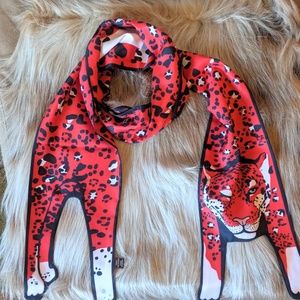 Red Cheetah Animal Wrap Scarf